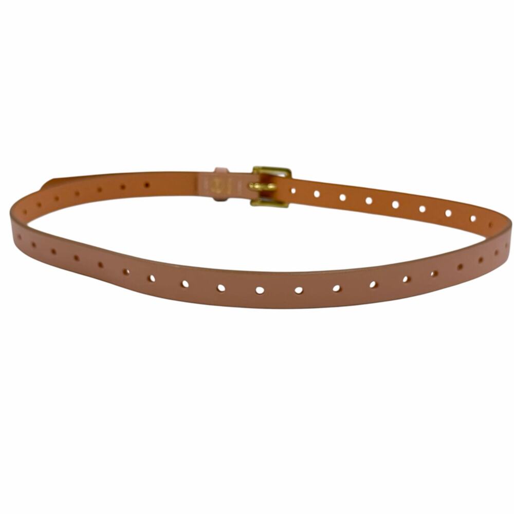 J.Crew Women's Pink Leather Belt XS/S Brass Buckle Classic Preppy Minimalist - Picture 4 of 5